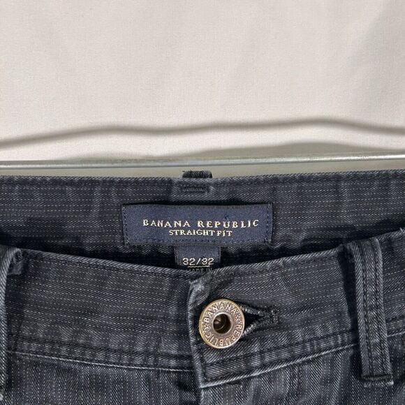 Banana Republic Pants Men's 32x32 Black Straight Fit Mid Rise Cotton Blend - Picture 4 of 10